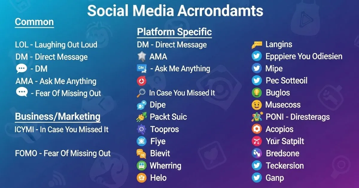 Social Media Acronyms List